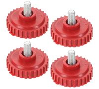 Generic 4pcs Red Plastic Adjustable Table Foot Adjusters with Shock Absorber and Anti-vibration Pads, Heavy Duty Screw-on Furniture Feet for Stable and Level Mechanical Scales