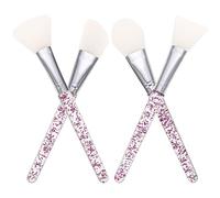 Generic 4pcs Silicone Face Mask Brush Set with Purple White Fan, Spatula, Tongue Knife-shaped Heads for Facial Skin Care and Eye Mask Application