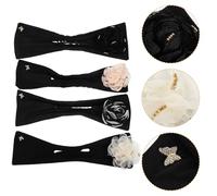 Generic 4pcs Silk Flower Hair Bun Makers Soft Wire Donut Hair Styling Tools for Women and Teen Multi-color Black White Apricot