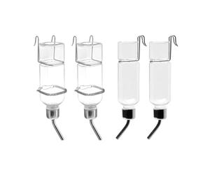Generic 4pcs Small Animal Water Bottle Set, Drip Free Design Water Dispenser for Guinea Pigs, Rabbits, and Hamsters, 350ml, Made of Plastic and Stainless Steel (Large Size)