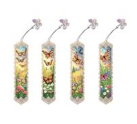 Generic 4Pcs Special Shape 19.5x6cm 5D DIY Bookmark Bookmark Making Kit for Adults Beginners