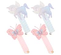 Generic 4Pcs Spiral Ponytail Holder Hair Rope Accessory Rubber Hair Ties with Butterfly and Unicorn Accents Stylish Playful No Mark