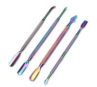 Generic 4pcs Stainless Steel Nail Cuticle Pusher, Double End Steel Pusher, Dead Skin Remover, Ideal for Manicure & Pedicure Home Salon Use (4 Pieces Set)