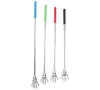 Generic 4pcs Telescopic Stainless Steel Ghost Hand Back Scratchers with Anti-Slip Handles Extendable Back Massagers for Itch Relief Scalp and Body Scratcher in Blue Red Green Black