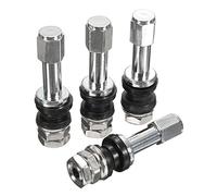 Generic 4PCS TR48E Bolt-In Car Tubeless Wheel Tire Valve Stem Set, Stainless Steel Valve Stem with Dust Caps