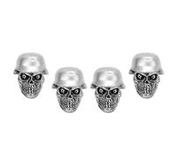 Generic 4Pcs Universal Tire Valve Caps Skull Design with Rubber Gasket ABS+Copper Construction for Cars Bikes SUVs Trucks Motorcycles (Silver)