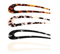 Generic 4pcs Vintage Pattern U-Shaped Acetate Hairpins Set, Retro U-Shaped Hair Forks for Updo and Bun Hairstyles, Simple Lady Headdress Accessories for Daily and Formal Use