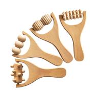 Generic 4pcs Wooden Massage Roller Set for Muscles and Shoulder Relief, Portable Foot Massager Tool for Whole Body Massage at Home, Soreness with Sturdy Khaki Rollers