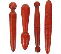 Generic 4pcs Wooden Massage Sticks Set for Feet and Body, Smooth Round Multi-Functional Acupressure Tools Made of Brown Wood, for Relaxation and Muscle Relief