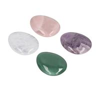 Generic 4Pcs Worry Stones for Anxiety Relief with Exquisite Luster Natural Thumb Stones for Relaxation and Meditation, Rose Quartz, Amethyst, Green Aventurine, Clear Quartz, 1.77 X 1.38in