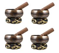 Generic 4sets Meditation Singing Bowl Unique Tibetan Spiritual Bowl for Mindfulness Includes Mallet and Cushion for Yoga Practice Decorative Meditation Accessory