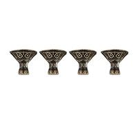 Generic 4st Antique Brass Jewelry Box Wood Case Decorative Feet Bone Corner Protection Vintage