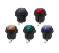 Generic 5/20pcs On Off Waterproof Vehicle Boat Switch Round Switch 3Pin Rocker Switch 6A 10A 250V 125V AC LED(Green,5PCS,220V)