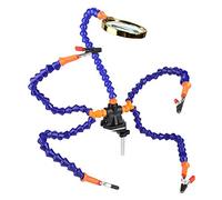 Generic 5 Arm Magnifying Soldering Hands with Flexible Arms, Anti-Slip Plate for Model Airplane Repair, Magnifying Glass, Suitable for 5-50MM Table, Plastic + Aluminum Alloy (Without Fan)