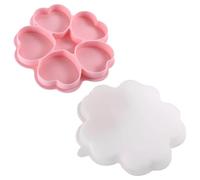 Generic 5-Grid Heart Shape Burger Patty Mold Silicone Nonstick Meat Pie Maker with Lid for Home Cooking and Food Pink and White