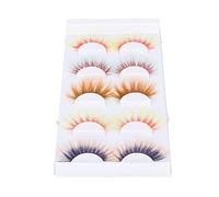 Generic 5 Pairs Colorful Eyelashes 6D Gradient Long Curled Soft Colored False Eye Lashes for Halloween Christmas Stage Show