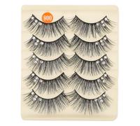 Generic 5 Pairs False Lashes Wispy False Eyelashes Pack Artificial Fiber Lightweight Comfortable Not Easy to Deform Classic Natural Looking for Stage Makeup and Performance