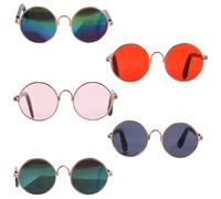 Generic 5 Pairs Pet Sunglasses for Dogs and Cats, Small Metal Retro round Glasses with Comfortable Fit, Easy to Use Fashionable Accessories for Outdoor Adventures and Dollhouse Decor