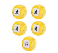 Generic 5 Pcs Mahjong Dice Set for Board Games Teaching with Chinese Characters Lightweight Durable Material (Shiny Yellow)