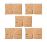 Generic 5 Pcs Passport Size Paper File Folders, Travel Notebook Accessories, Vintage Card Holder, Multi-Compartment Storage, 4.9 X 3.7 in