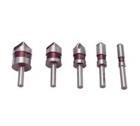 Generic 5 Piece High Speed Steel Countersink Drill Bit Set for Precise Chamfering Woodworking Projects, 1/4in 3/8in 1/2in 5/8in 3/4in