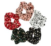 Generic 5 Pieces Large Size Hair Scrunchies for Women with Smooth Texture and Decorative Cloth Material, Stylish Dot Pattern Hair Accessories for Daily Makeup and Random Color