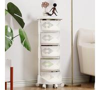 Generic 5-Tier Rotating Storage Rack for Kitchen, Rolling Cart with 360 Degree Lockable Casters, Fruit Vegetable Shelf, Rotatable Basket for Kitchen Bathroom