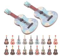Generic 50 Pcs Mixed Color Wooden Guitar Buttons DIY Craft Accessories for Sewing, Decorative Clothing Buttons for Handmade Clothes and Art Projects Random Color