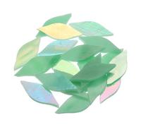 Generic 50g Stained Glass Mosaic Leaf 15mm x 38mm Green AB Glass Mosaic Tiles Bulk for Craft DIY Handmade Project