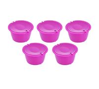 Generic 50ml Reusable Coffee Capsule Set with Measuring Spoon for Coffee Machines, 5pcs Stainless Steel Filter Cups for Lovers (Rosy Red)