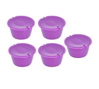 Generic 50ml Reusable Coffee Capsule Set with Measuring Spoon for Coffee Machines, 5pcs Stainless Steel Filter Cups for Lovers (Purple)