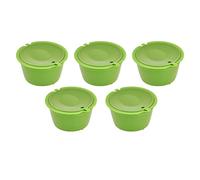 Generic 50ml Reusable Coffee Capsule Set with Measuring Spoon for Coffee Machines, 5pcs Stainless Steel Filter Cups for Lovers (Green)