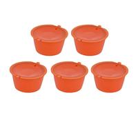 Generic 50ml Reusable Coffee Capsule Set with Measuring Spoon for Coffee Machines, 5pcs Stainless Steel Filter Cups for Lovers (Orange)