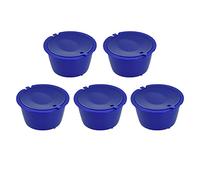Generic 50ml Reusable Coffee Capsule Set with Measuring Spoon for Coffee Machines, 5pcs Stainless Steel Filter Cups for Lovers (Blue 132.5x8x2cm/52.17x3.15x0.79in)