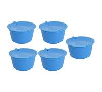 Generic 50ml Reusable Coffee Capsule Set with Measuring Spoon for Coffee Machines, 5pcs Stainless Steel Filter Cups for Lovers (Blue)