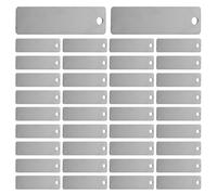 Generic 50pcs Blank Metal Tags Stainless Steel Rectangle Engraving Tags Hole for Pet Dog Id DIY Bookmark Jewelry Keychain Pendant