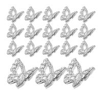 Generic 50pcs Butterfly Nail Charms Nail Decor Butterflies Silver Alloy Rhinestone 3D Unique Filigree Design Versatile Decoration Resistant to Fading Women Manicure Accessories