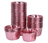 Generic 50Pcs Double-Sided Curled Paper Cake Cups Heat Resistant for Muffin Baking, Suitable for Birthday Parties, Wedding - Silver/Gold/Rose Gold, 2.4" Bottom Diameter (Double-Sided Rose