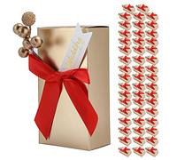 Generic 50pcs Elegant Champagne Wedding Favors Candies Souvenirs Gift Box with Bowknot for Birthday Parties and Weddings, Small Size 2.4 X 1.4 X .3in (wedding small red bow)