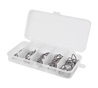 Generic 50PCS Fishing Jig Hooks, High Carbon Steel Hooks with Strong Penetration, 5 Sizes 2 1 10 20 30 for Big Fish Fishing Tackle Accessories (Black)