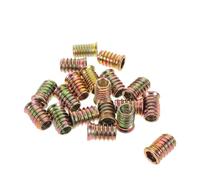 Generic 50pcs Iron Threaded Fastener Connector Wood Inserts Bolt with Hex Socket Drive Colored Zinc Coated Furniture Screw Nuts for Cabinet Repair and Heavy-duty Assembly