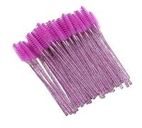 Generic 50pcs Nylon Disposable Eyelash Eyebrow Brush for Makeup Tool Travel Portable Pink Purple Rose Red Dark Blue Light Blue Black Yellow Green (Purple)