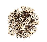 Generic 50pcs Wooden Alphabet Letters for Crafts Assorted Styles Unfinished Khaki Wood Discs with Holes for Tag Making and Patchwork Educational Puzzle Game