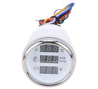 Generic 52mm Digital Multifunction Meter, Water Temperature RPM Voltage Monitor with Bright Blue Display, for RV Truck Boat Yacht (White Dial Silver Cap)