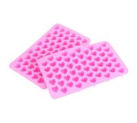 Generic 55 Holes Heart Shaped Silicone Chocolate Cake Mold Ice Cubes Tray for Parties and Summer, Pink, 7.1x4.2x0.5in - 2 Pack