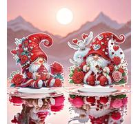 Generic 5D Diamond Art Gnome Ornaments Kit - DIY Valentine’s Day Special Shaped Crystal Diamond Art Painting Desk Placement Ornament for Home Decor