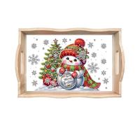 Generic 5D DIY Christmas Diamond Painting Wooden Dining Plate, Rectangular Resin Serving Tray with Handles, Rhinestones, Classic Style, Textured Finish, Good for Parties or Bed Foods Tray-02