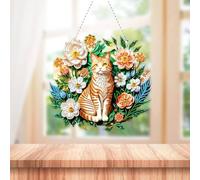 Generic 5D DIY Diamond Art Painting Flower Cat Full Round Drill Hanging Ornament Art Craft for Home Wall Garden Decor
