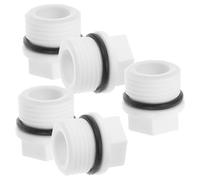 Generic 5pcs 1/2" Ppr Pipe End Caps Hexagonal PVC Male Thread Stopper for Garden Hose Plumbing Water Leak Stop Plug White
