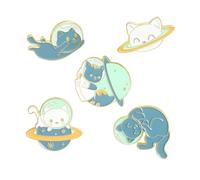 Generic 5pcs Cartoon Brooches Planet Space Cat Badges Alloy Creative Decorative Accessories Adds Attractiveness Assorted Color for Daily Outfits Random Style